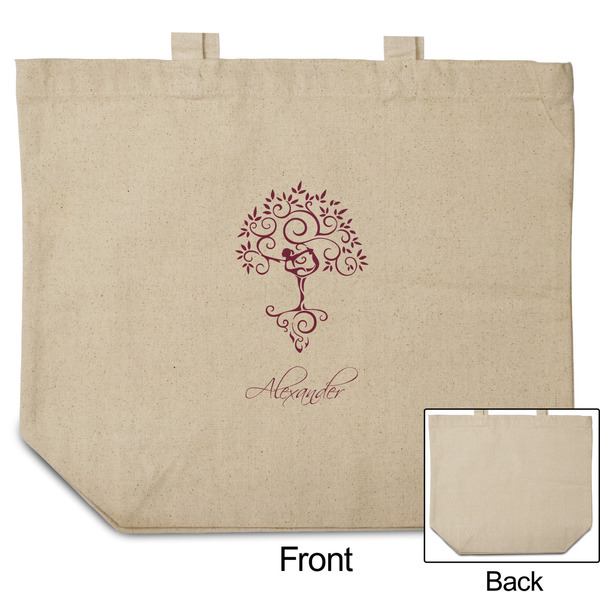 Yoga Tree Reusable Cotton Grocery Bag - Front & Back View
