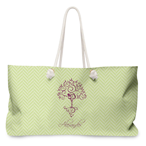 Custom Yoga Tree Large Tote Bag with Rope Handles (Personalized)
