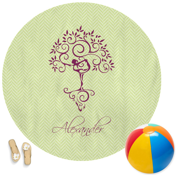 Custom Yoga Tree Round Beach Towel (Personalized)