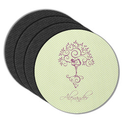 Yoga Tree Round Rubber Backed Coasters - Set of 4 (Personalized)