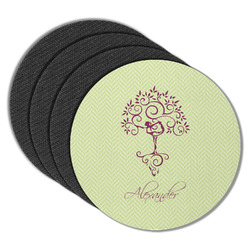 Yoga Tree Round Rubber Backed Coasters - Set of 4 (Personalized)