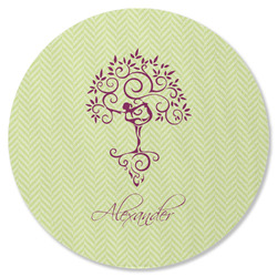 Yoga Tree Round Rubber Backed Coaster (Personalized)