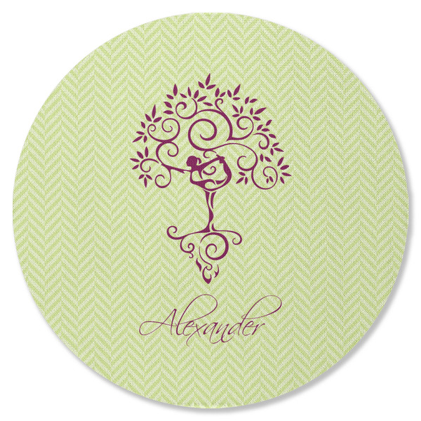 Yoga Tree Round Coaster Rubber Back - Single