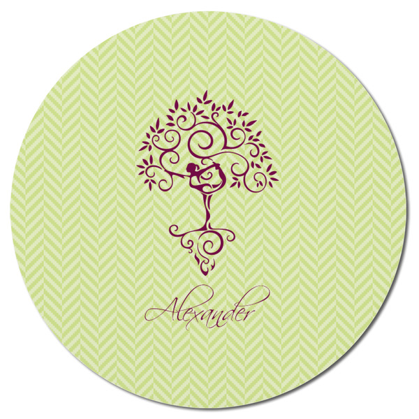 Yoga Tree Round Fridge Magnet - FRONT