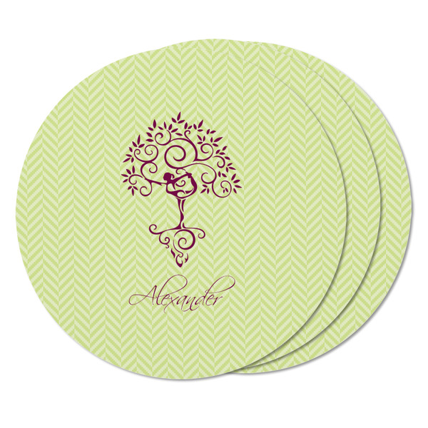 Yoga Tree Round Fridge Magnet - THREE