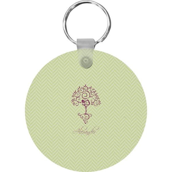 Custom Yoga Tree Round Plastic Keychain (Personalized)