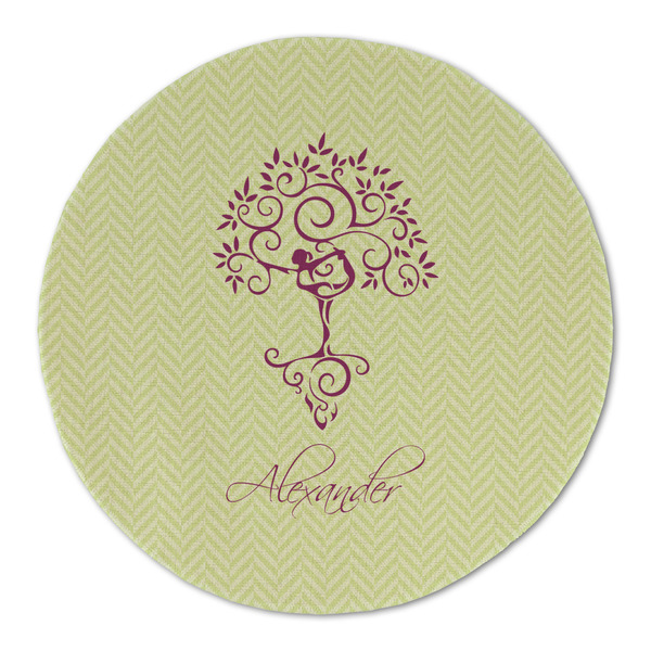 Custom Yoga Tree Round Linen Placemat - Single Sided (Personalized)