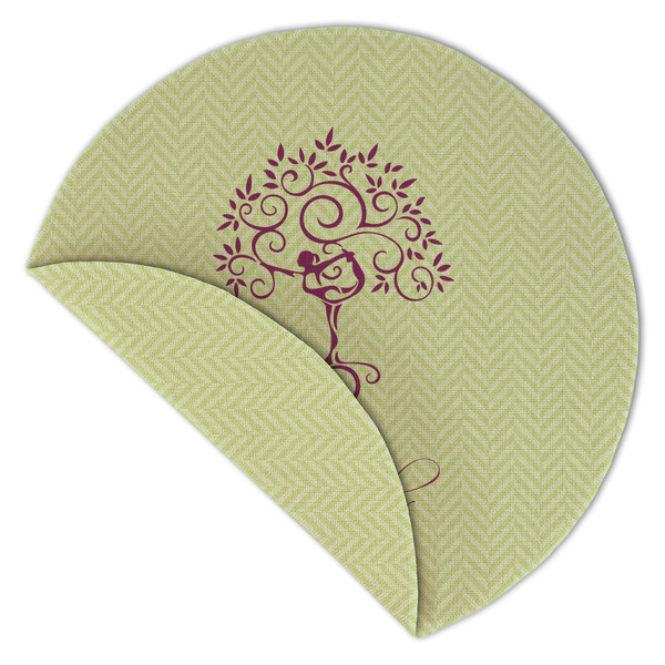 Yoga Tree Round Linen Placemats - Front (folded corner double sided)
