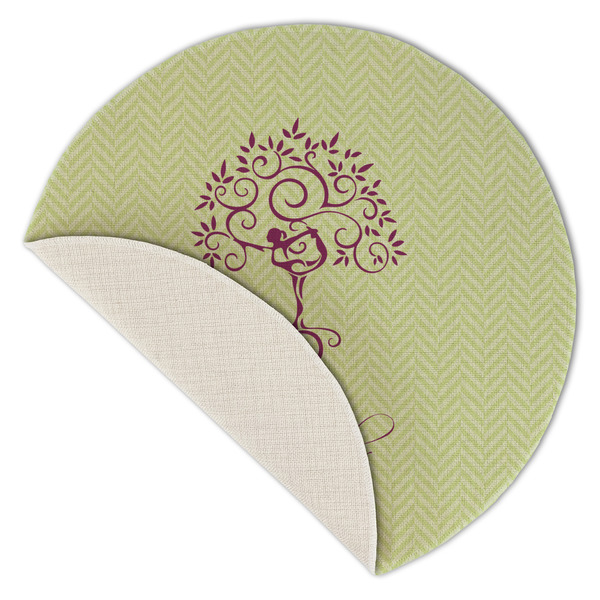 Yoga Tree Round Linen Placemats - Front (folded corner single sided)