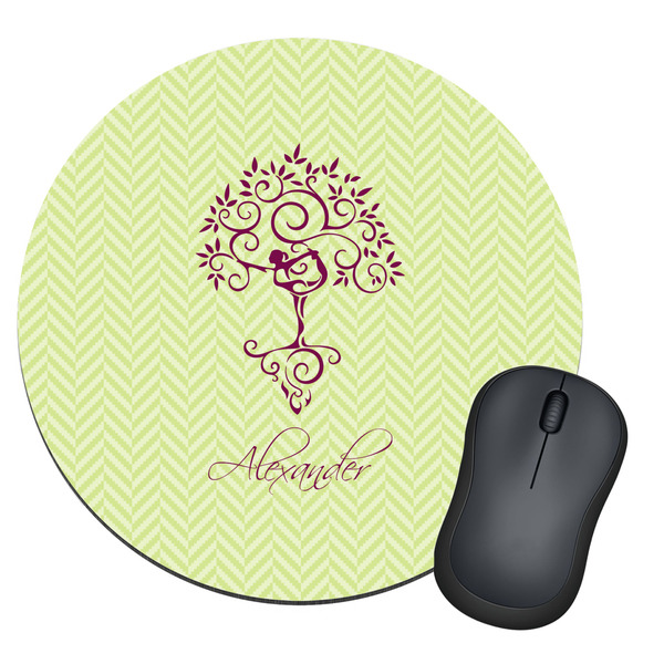 Custom Yoga Tree Round Mouse Pad (Personalized)