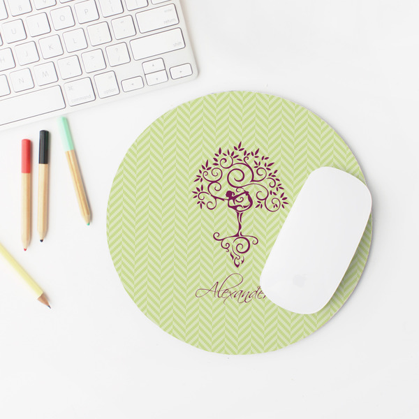 Yoga Tree Round Mousepad - LIFESTYLE 2