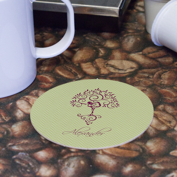Yoga Tree Round Paper Coaster - Front