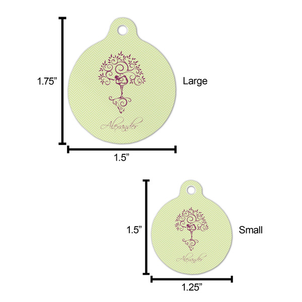 Yoga Tree Round Pet ID Tag - Large - Comparison Scale