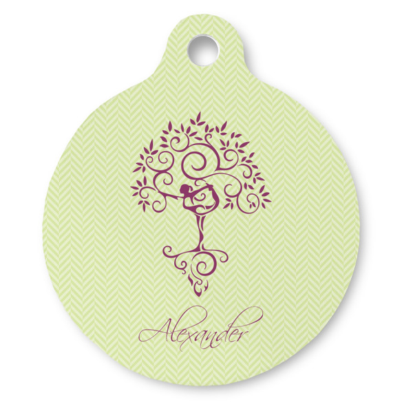 Custom Yoga Tree Round Pet ID Tag (Personalized)