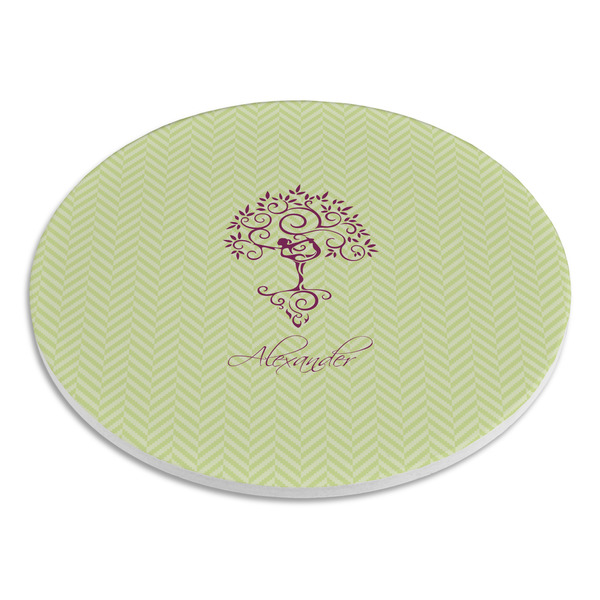 Yoga Tree Round Stone Trivet - Angle View