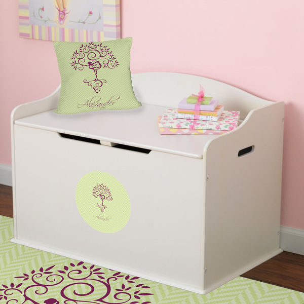 Yoga Tree Round Wall Decal on Toy Chest