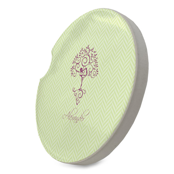 Yoga Tree Sandstone Car Coaster - STANDING ANGLE
