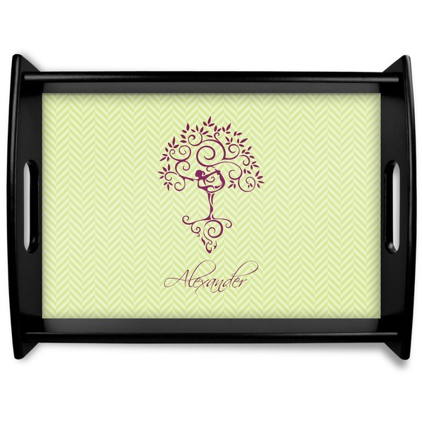 Custom Yoga Tree Black Wooden Tray - Large (Personalized)