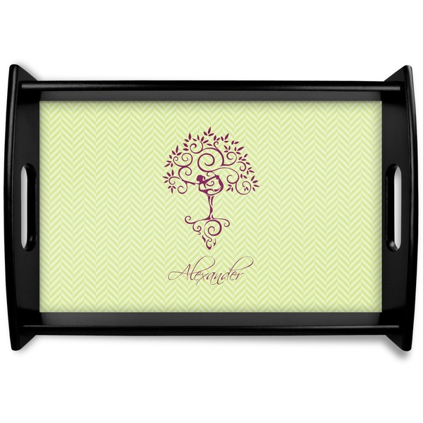 Custom Yoga Tree Black Wooden Tray - Small (Personalized)