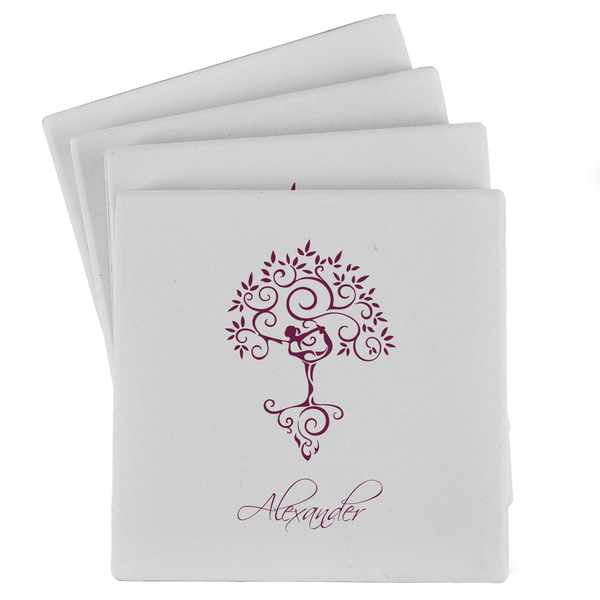 Custom Yoga Tree Absorbent Stone Coasters - Set of 4 (Personalized)