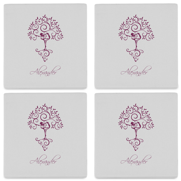 Yoga Tree Set of 4 Sandstone Coasters - See All 4 View