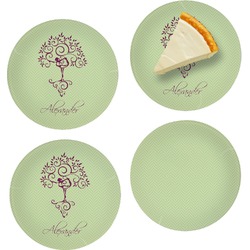 Yoga Tree Set of 4 Glass Appetizer / Dessert Plate 8" (Personalized)