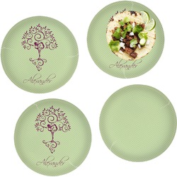 Yoga Tree Set of 4 Glass Lunch / Dinner Plate 10" (Personalized)