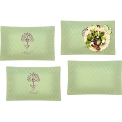 Yoga Tree Set of 4 Glass Rectangular Lunch / Dinner Plate w/ Name or Text