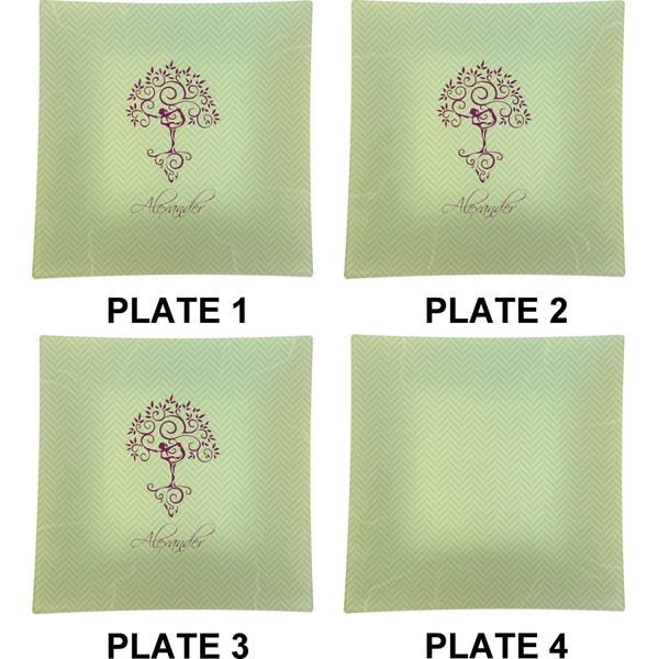 Yoga Tree Set of Square Dinner Plates (Approval)