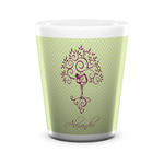 Yoga Tree Ceramic Shot Glass - 1.5 oz - White - Set of 4 (Personalized)