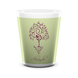 Yoga Tree Ceramic Shot Glass - 1.5 oz - White - Set of 4 (Personalized)