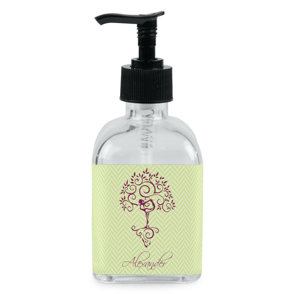 Custom Yoga Tree Glass Soap & Lotion Bottle - Single Bottle (Personalized)