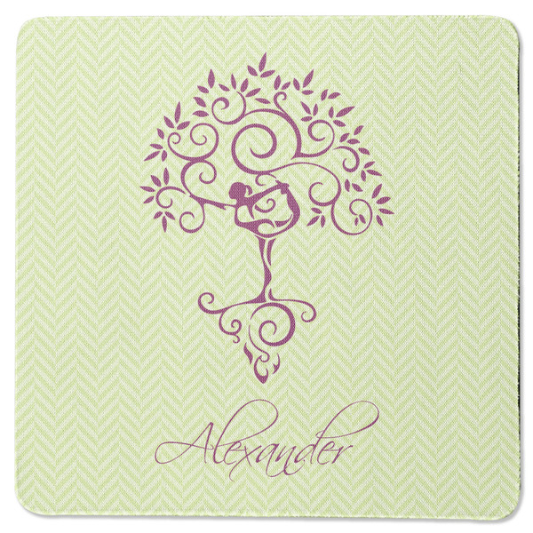 Custom Yoga Tree Square Rubber Backed Coaster (Personalized)