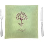 Yoga Tree 9.5" Glass Square Lunch / Dinner Plate- Single or Set of 4 (Personalized)