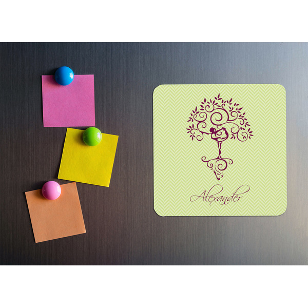 Yoga Tree Square Fridge Magnet - LIFESTYLE
