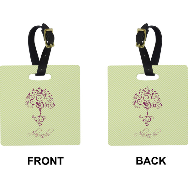Yoga Tree Square Luggage Tag (Front + Back)