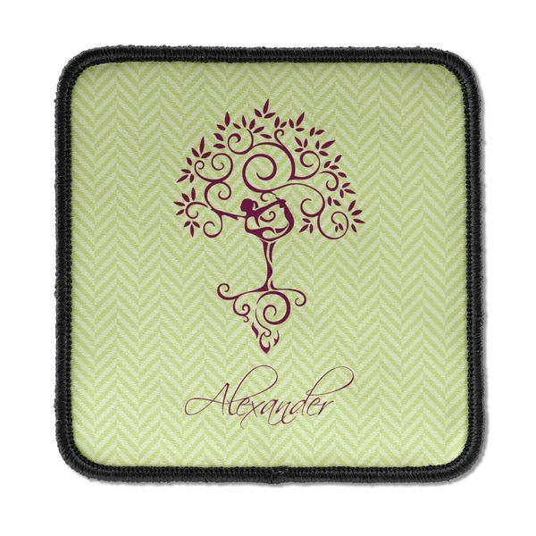 Custom Yoga Tree Iron On Square Patch w/ Name or Text