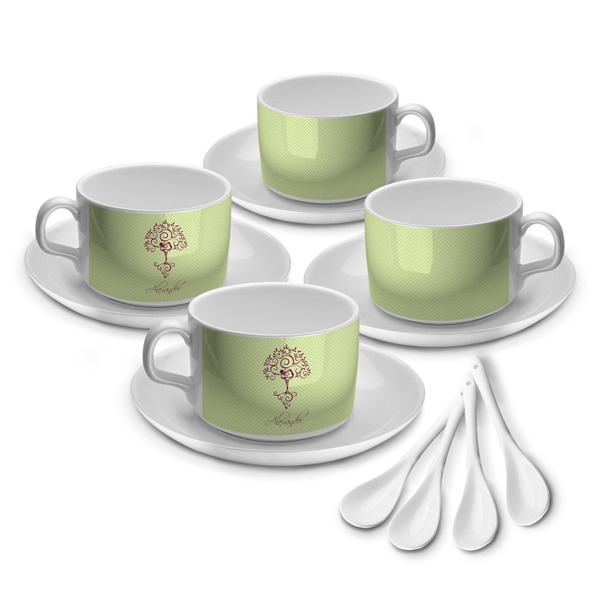 Custom Yoga Tree Tea Cup - Set of 4 (Personalized)