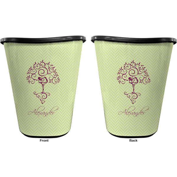 Yoga Tree Trash Can Black - Front and Back - Apvl