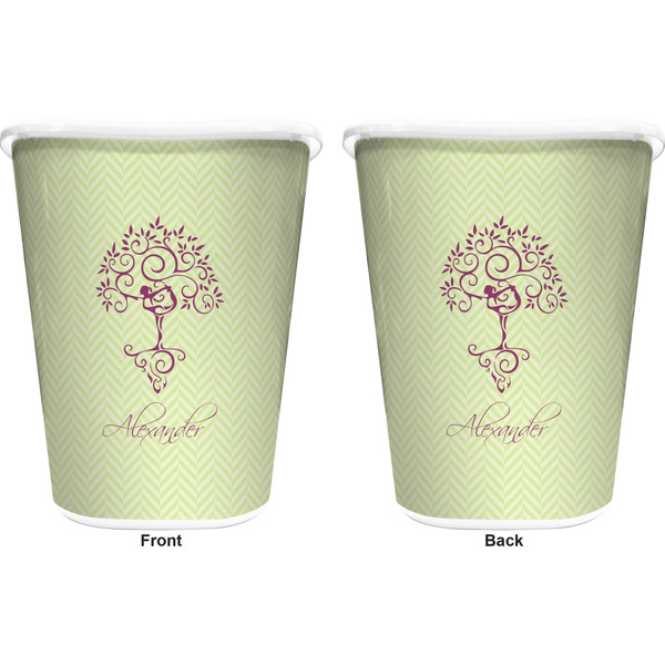 Yoga Tree Trash Can White - Front and Back - Apvl