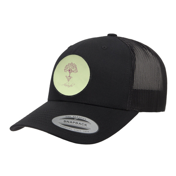 Custom Yoga Tree Trucker Hat - Black (Personalized)