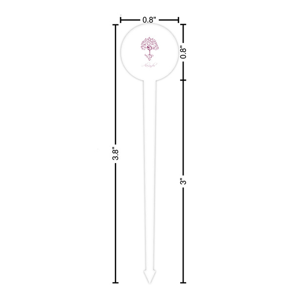 Yoga Tree White Plastic 4" Food Pick - Round - Dimensions