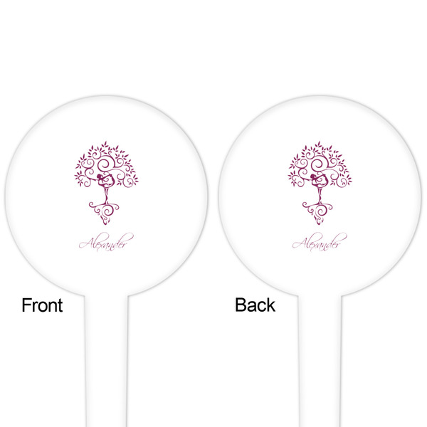 Yoga Tree White Plastic 4" Food Pick - Round - Double Sided - Front & Back