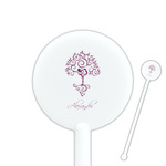 Yoga Tree 5.5" Round Plastic Stir Sticks - White - Single Sided (Personalized)