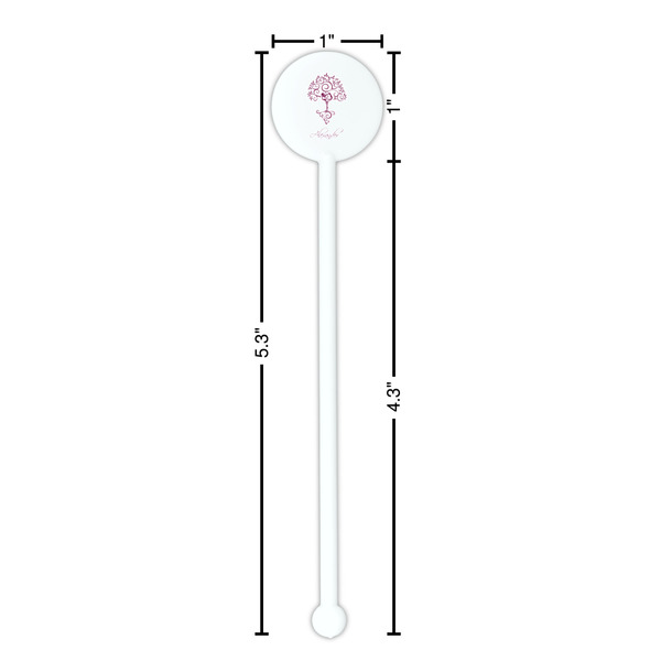 Yoga Tree White Plastic 5.5" Stir Stick - Round - Dimensions