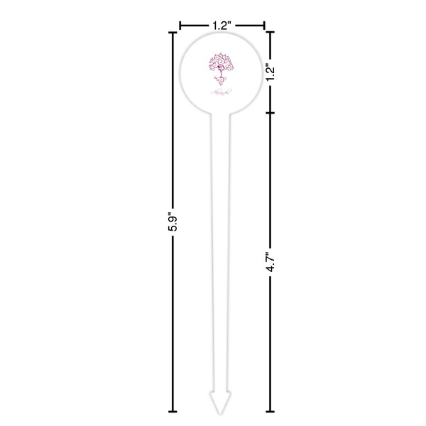 Yoga Tree White Plastic 6" Food Pick - Round - Dimensions