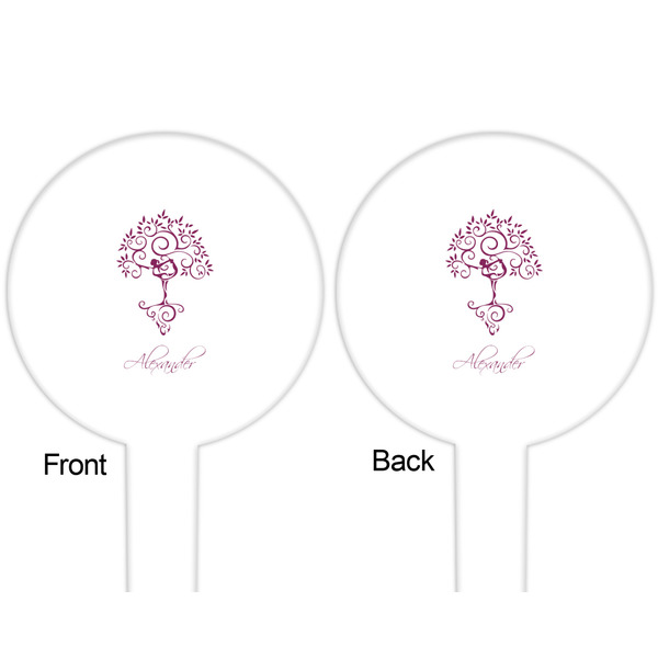 Yoga Tree White Plastic 6" Food Pick - Round - Double Sided - Front & Back