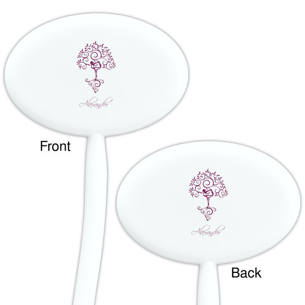 Yoga Tree White Plastic 7" Stir Stick - Double Sided - Oval - Front & Back