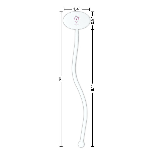 Yoga Tree White Plastic 7" Stir Stick - Oval - Dimensions