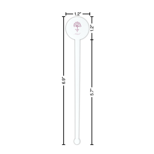 Yoga Tree White Plastic 7" Stir Stick - Round - Dimensions